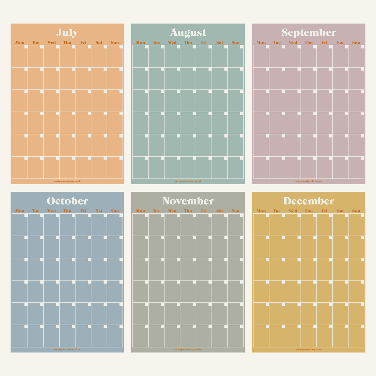 Good Tuesday - Monthly Undated A3 Wall Planner | 12 Pages | Pastels