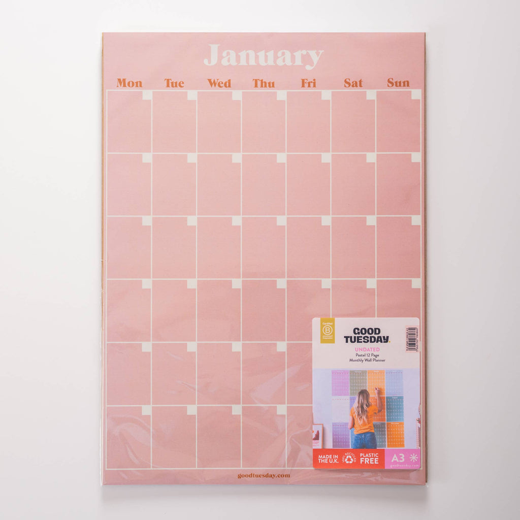 Good Tuesday - Monthly Undated A3 Wall Planner | 12 Pages | Pastels