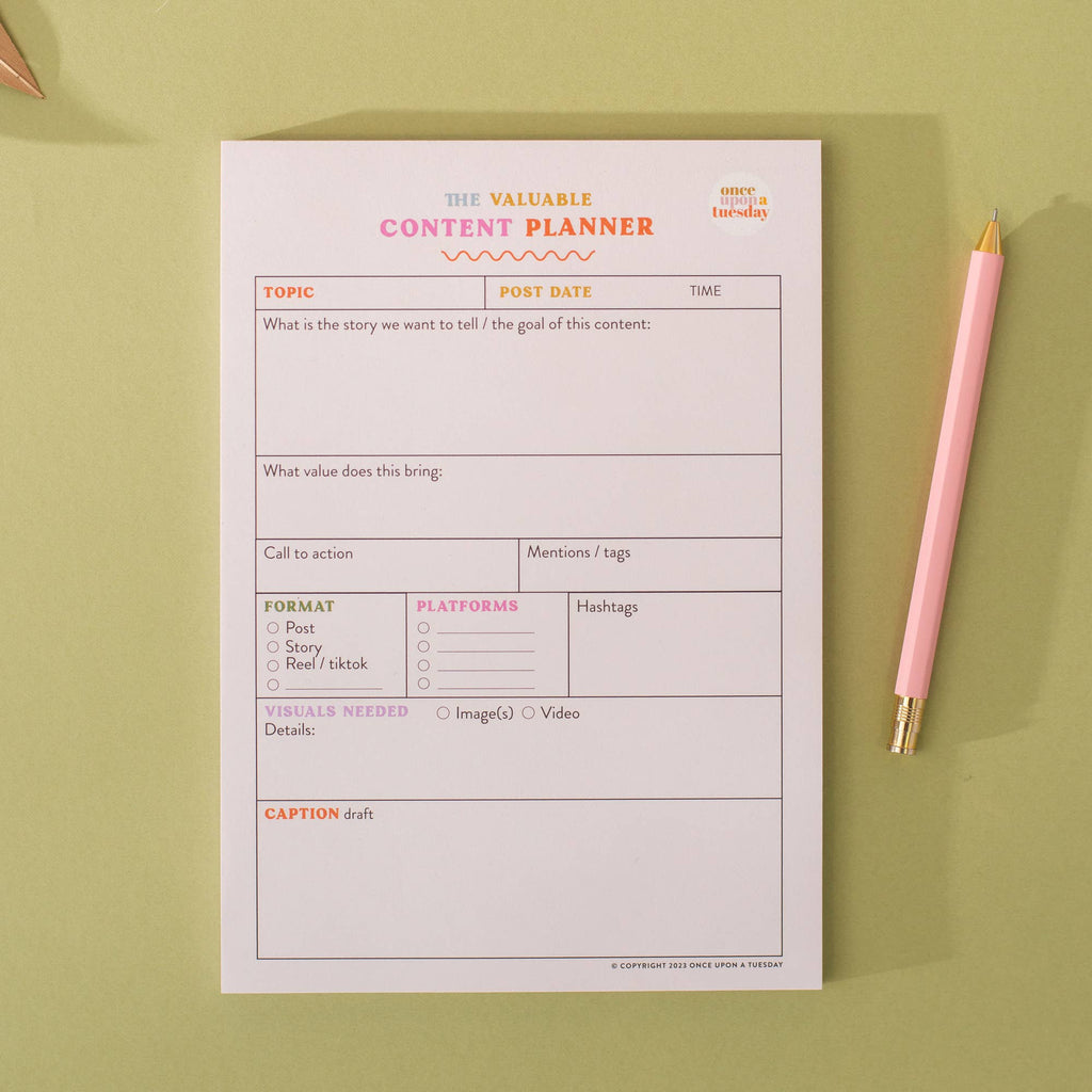 Good Tuesday - Social Media Content Planning Pad | A5 | Colourful