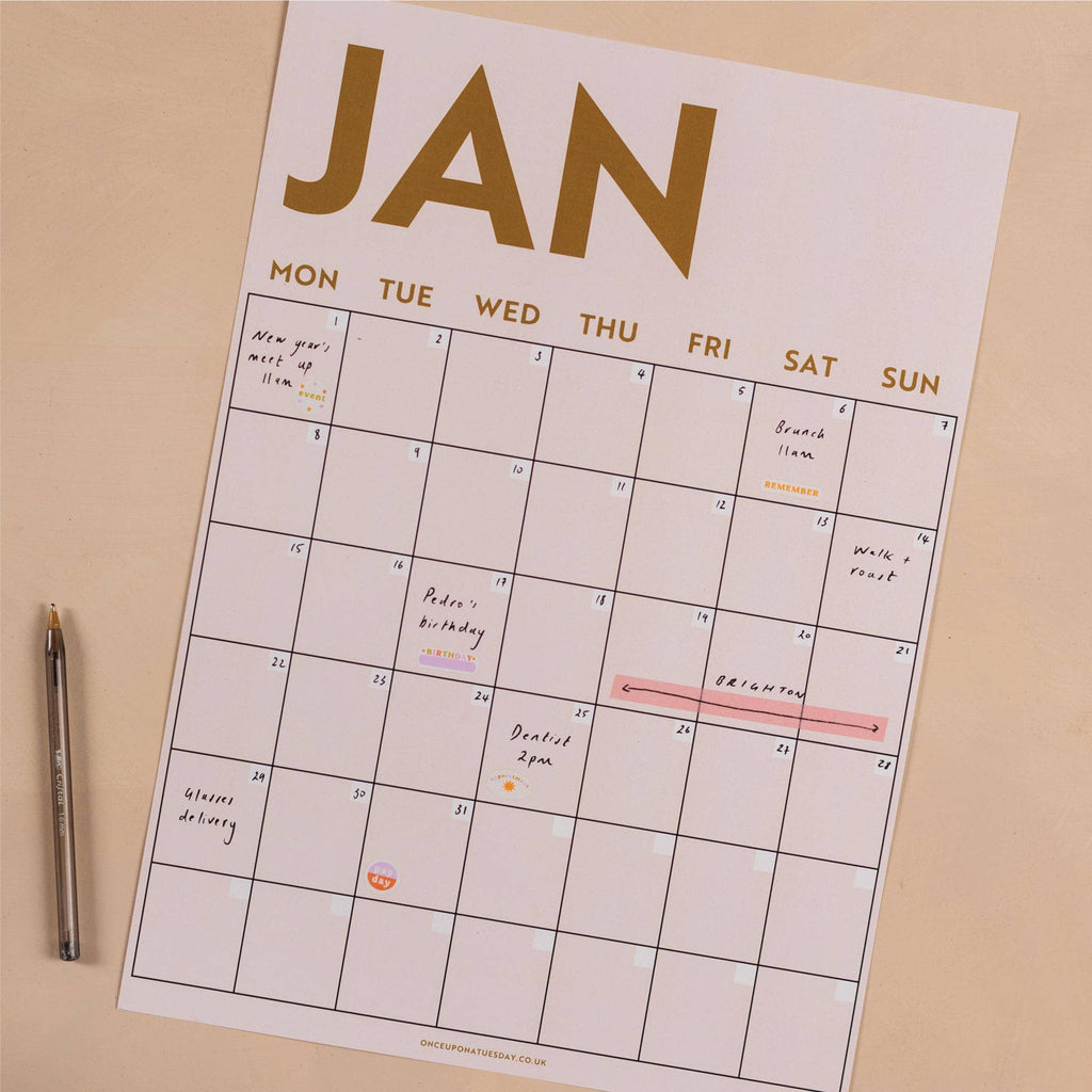 Good Tuesday - Monthly Undated A3 Wall Planner | 12 Pages | Simply Bright