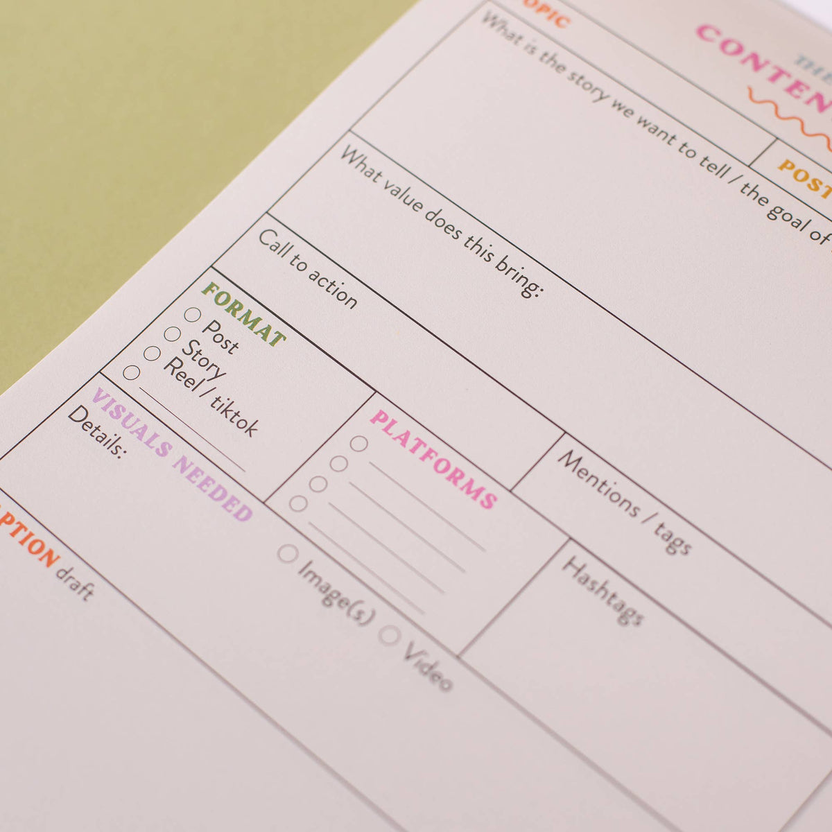 Good Tuesday - Social Media Content Planning Pad | A5 | Colourful