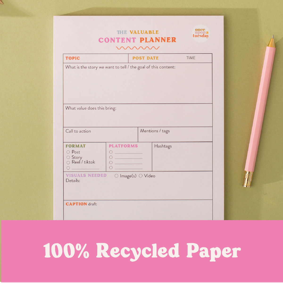 Good Tuesday - Social Media Content Planning Pad | A5 | Colourful