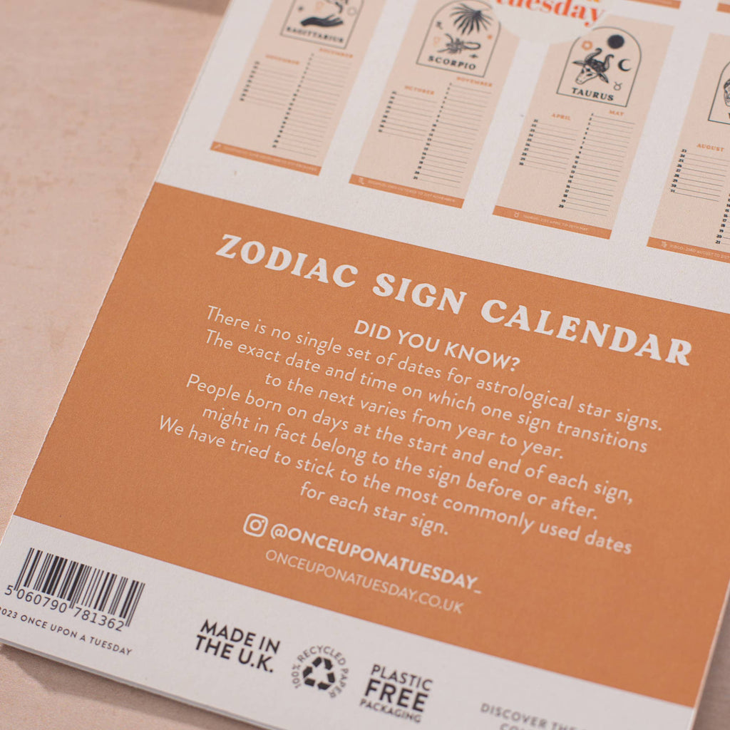 Good Tuesday - Undated Birthday Calendar | Zodiac Sign