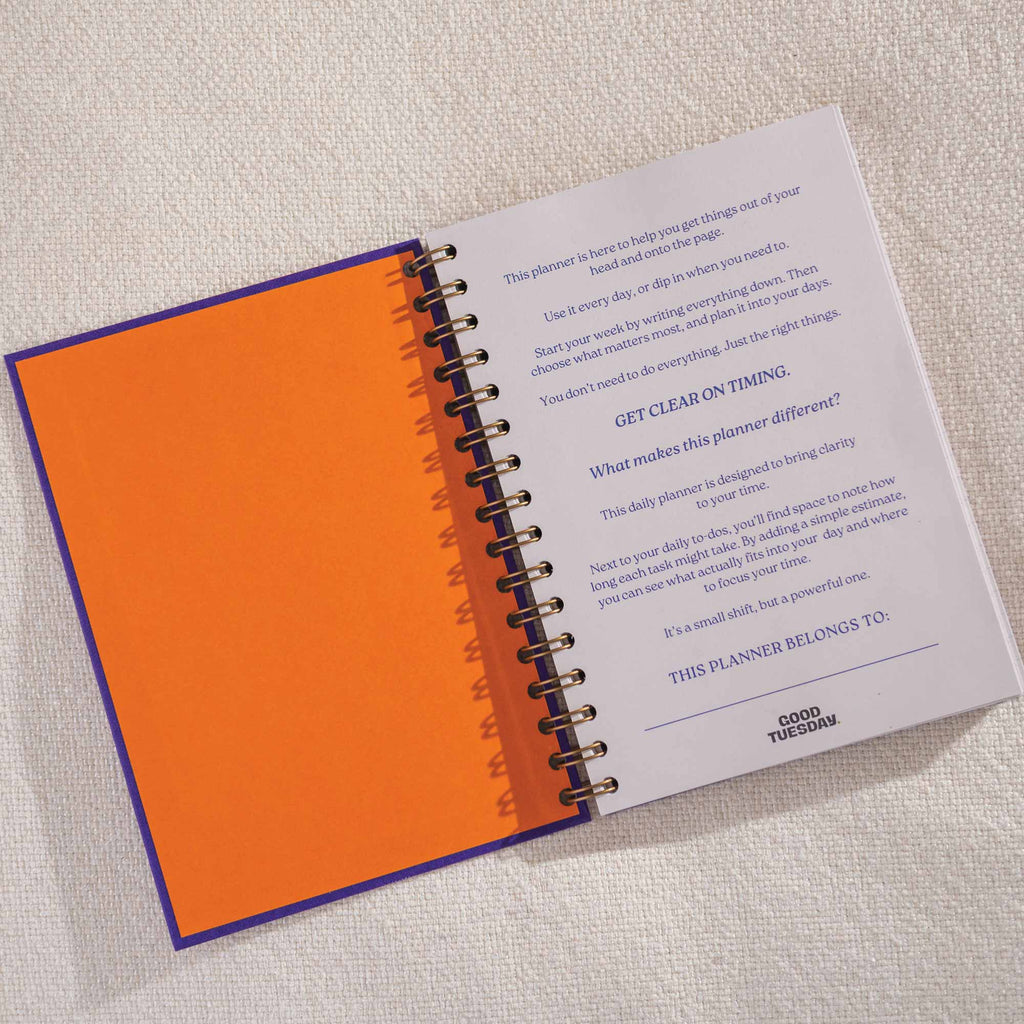 Good Tuesday - Daily Productivity Planner | Undated | Hardback | Purple