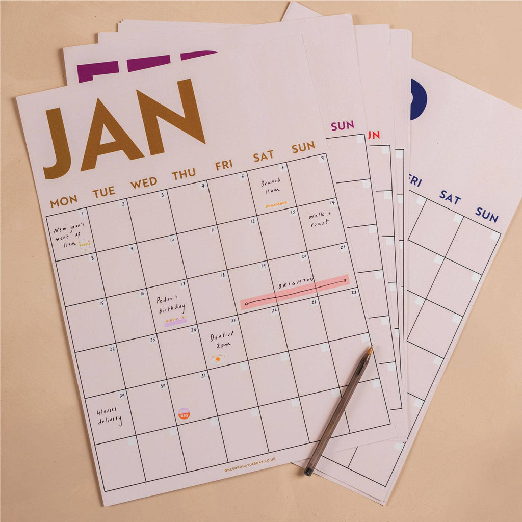 Good Tuesday - Monthly Undated A3 Wall Planner | 12 Pages | Simply Bright