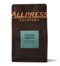 Allpress Espresso House Decaf coffee package on a white background