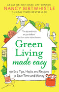 Book cover of 'Green Living Made Easy' by Nancy Birtwhistle with illustrations and text on a yellow background.