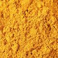 A vibrant top-down view showcasing curry powder filling the entire frame. 