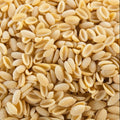 A close-up shot of malloreddus pasta filling the entire frame. 