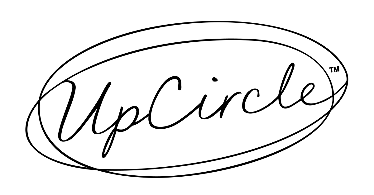 Logo of UpCircle with a black oval outline on a white background