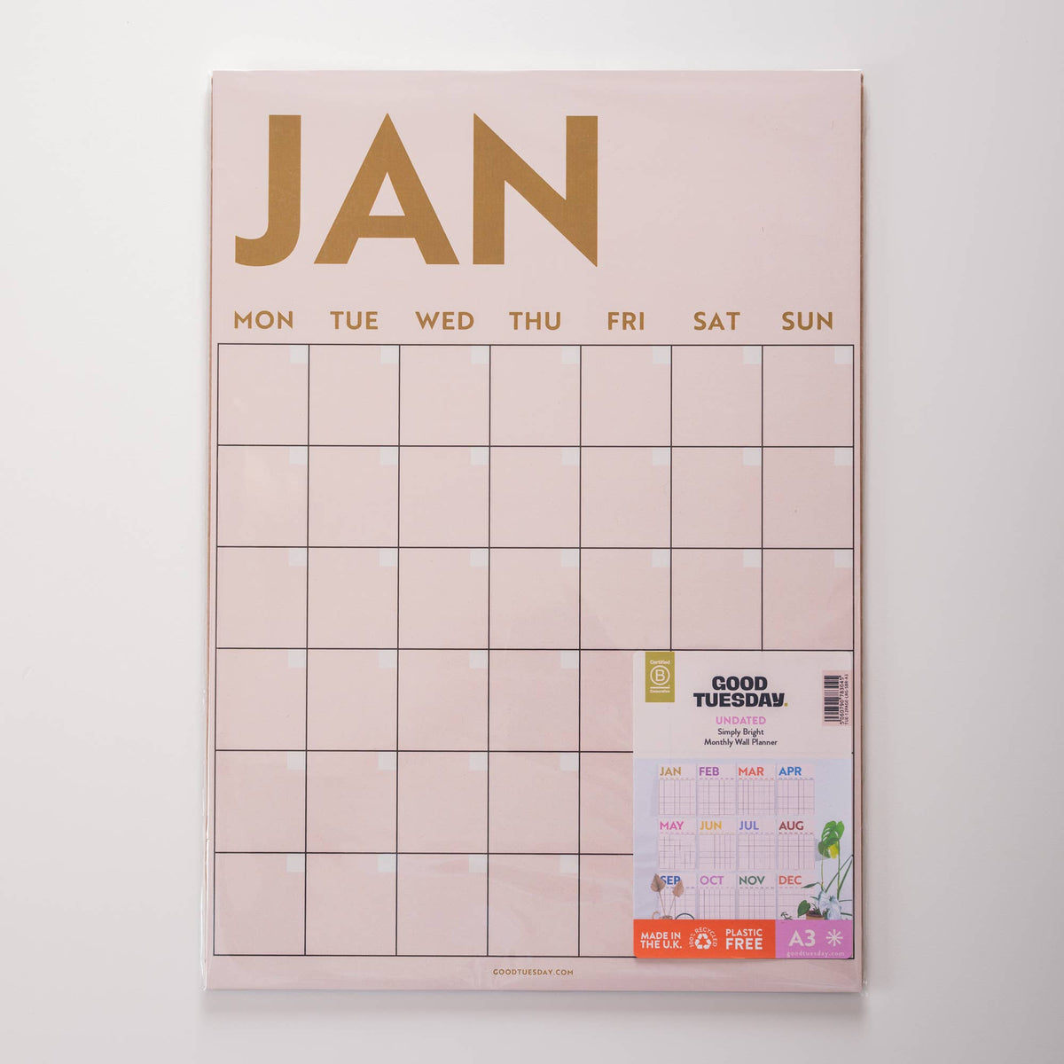 Good Tuesday - Monthly Undated A3 Wall Planner | 12 Pages | Simply Bright
