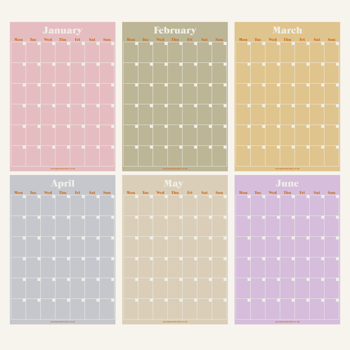 Good Tuesday - Monthly Undated A3 Wall Planner | 12 Pages | Pastels