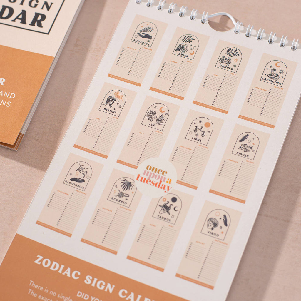 Good Tuesday - Undated Birthday Calendar | Zodiac Sign